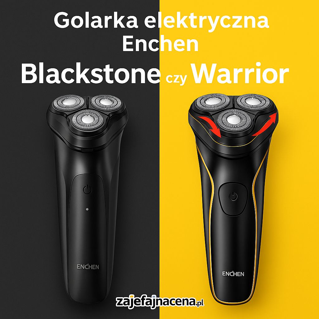 Golarka elektryczna Enchen: Modele Enchen Blackstone i Enchen Warrior obok siebie, symbolizujące bezprzewodowe i precyzyjne golenie Xiaomi.