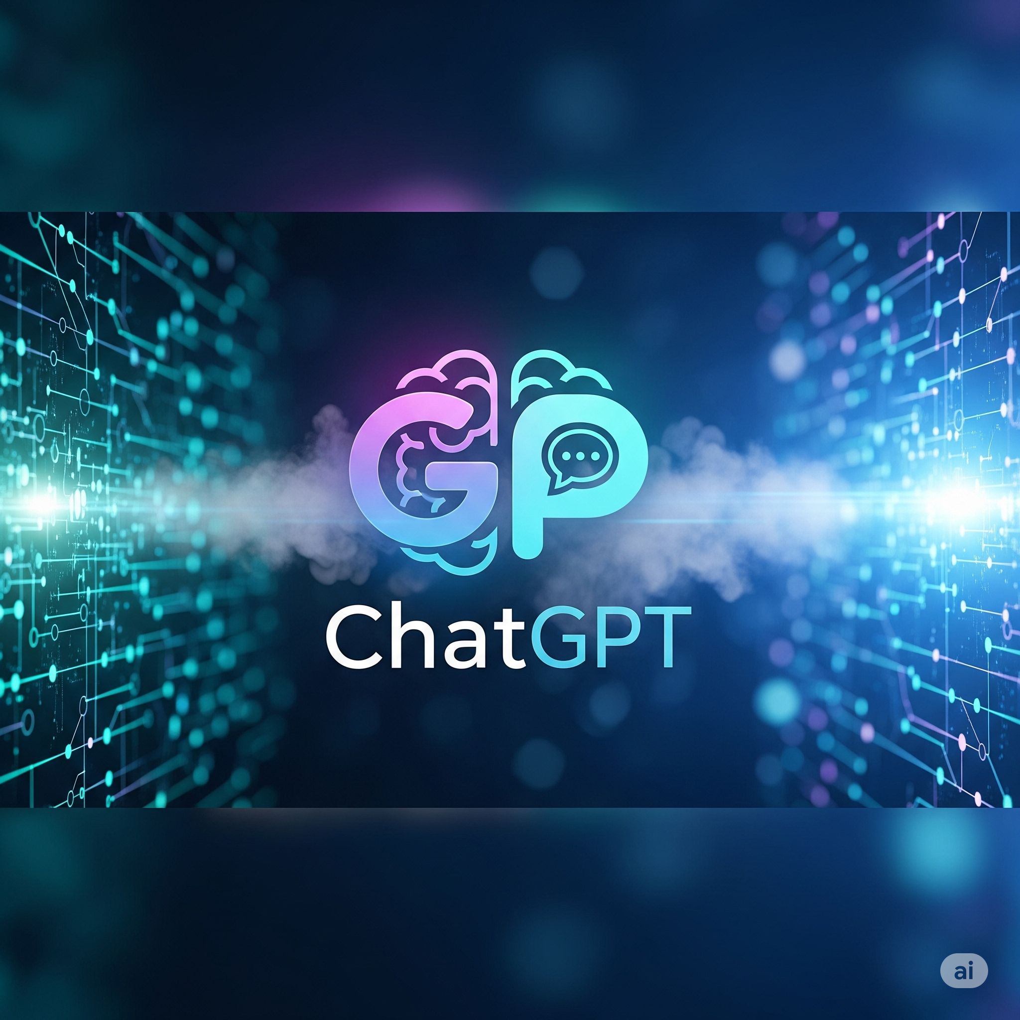 ChatGPT i AI - przyszłość technologii Nowoczesny interfejs ChatGPT z elementami AI i technologiami przyszłości, symbolizujący nowości AI