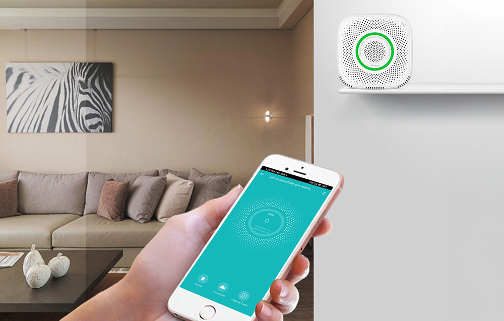 Czujnik gazu WiFi z alarmem dźwiękowym i świetlnym – bezpieczeństwo domu